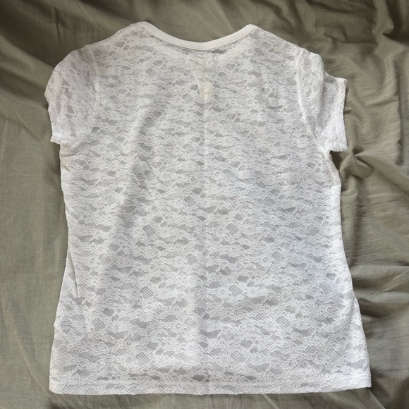 Aerie White Lace Short Sleeve Tee - Picture 2 of 3